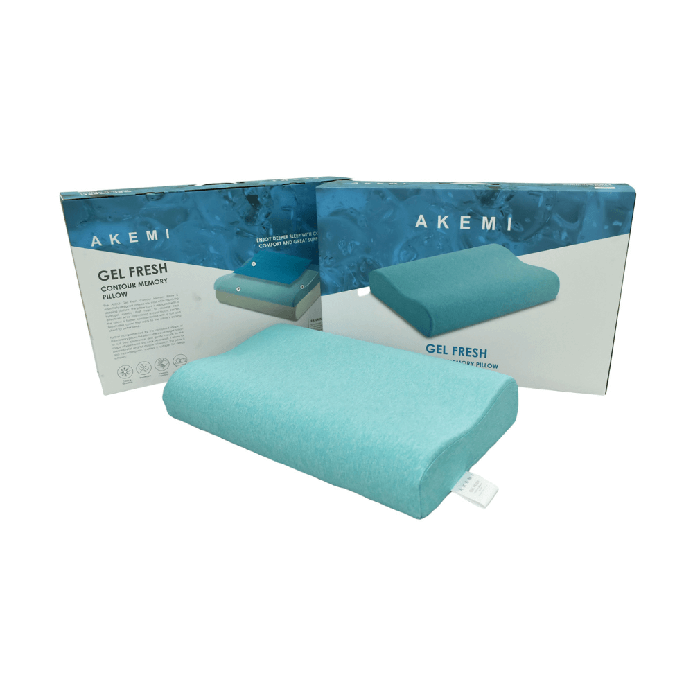 หมอนสุขภาพ เมมโมรี่โฟม AKEMI รุ่น GEL FRESH CONTOUR 9557108162747 ขนาด 55X35 CM + 10/11 CM สีฟ้า_0